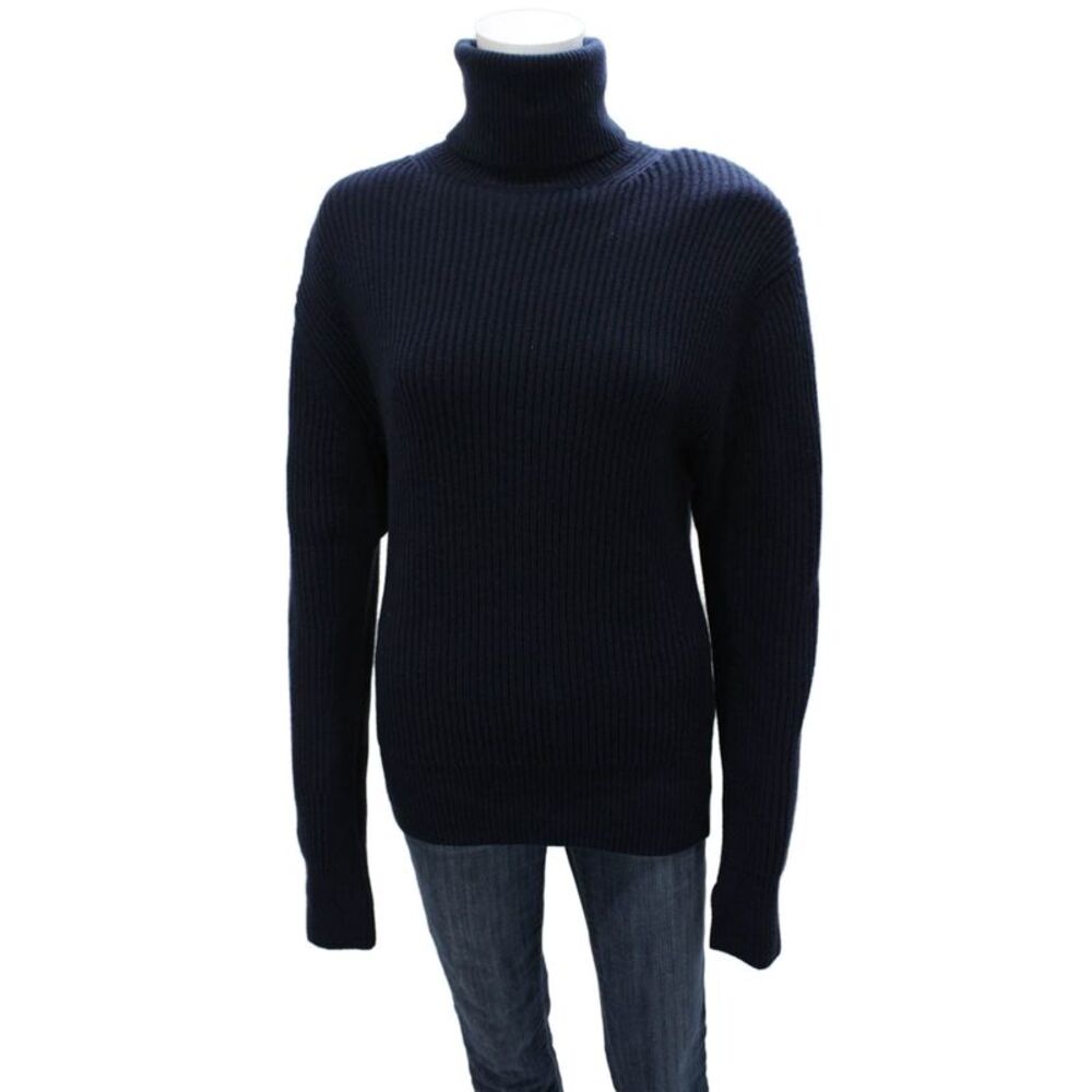 Laurence Bras Womens Pullover Turtleneck Lambswool Blue Long Sleeve Size S